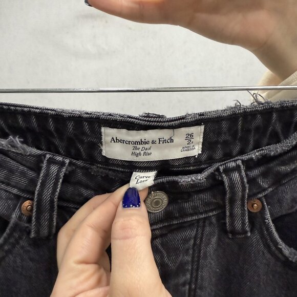 Abercrombie Fitch Jeans Womens 26 Black The Dad High Rise Curve Love Distressed - Picture 2 of 11